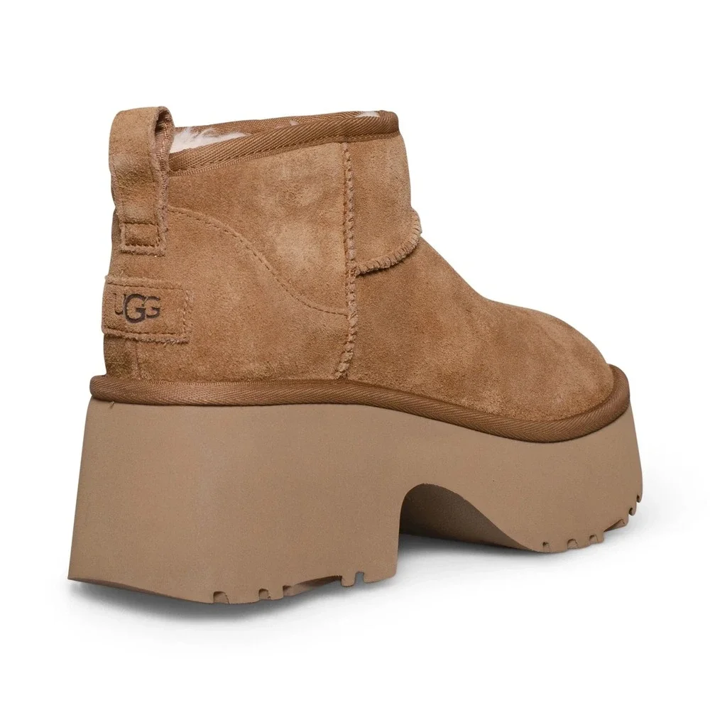 UGG Classic Ultra Mini New Heights Womens Size 9 Chestnut Suede Boots‎ - NEW